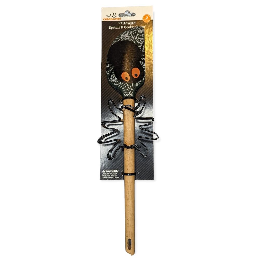 NWT Way To Celebrate Halloween Matching Spider Web Spatula & Cookie Cutter Set